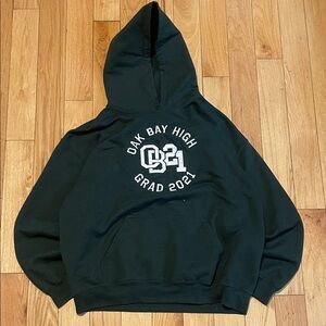 Gildan Black Hoodie with White Oak Bay High '21 Grad 2021 Print